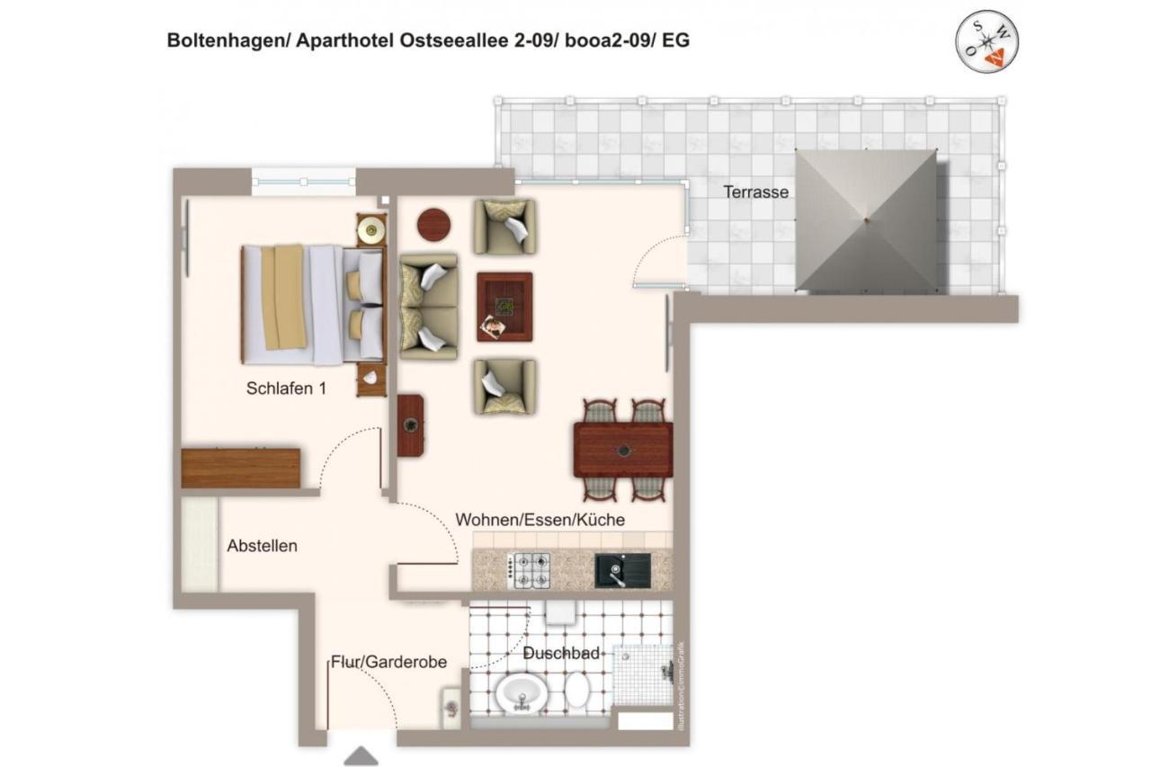 Aparthotel Ostseeallee Aparthotel Ostseeallee 2-09 볼텐하겐 외부 사진